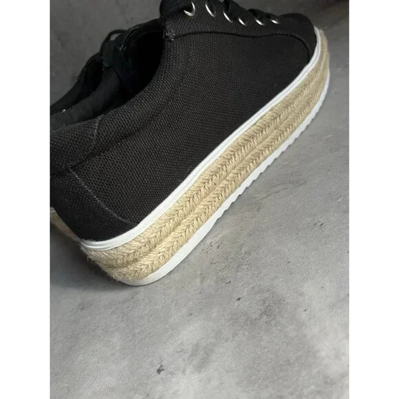 Steve Madden Karma Espadrille Sneakers Womens size 9.5 M Black White Platform - Picture 3 of 16